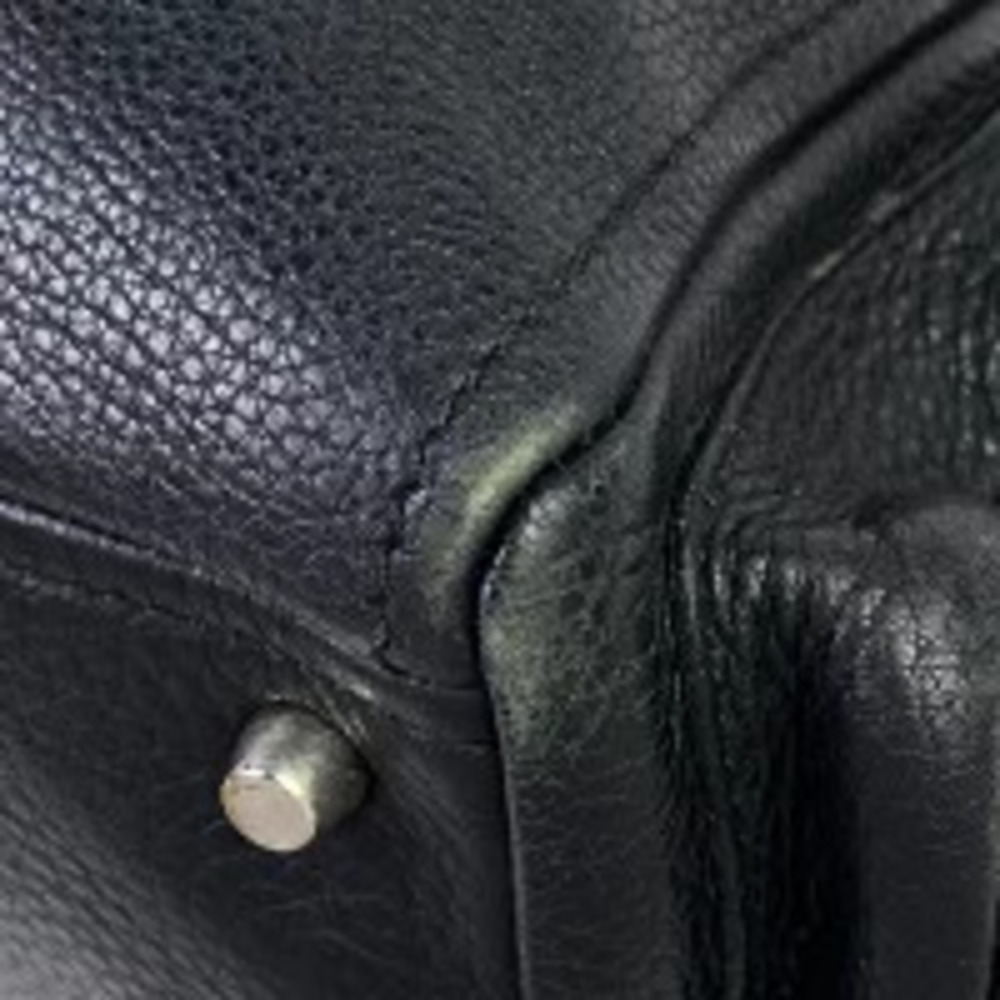 Prada Leather Plate Nero Black Tote Handbag Bag